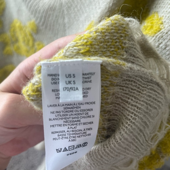 Anthropologie slouchy sweater, size small, taupe with yellow patterns - Picture 7 of 9